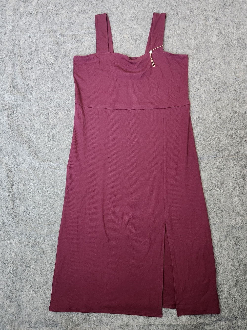 Quince Square Neck Tencel Knit Ribbed Midi Tank Dress Women's XL Burgundy Red